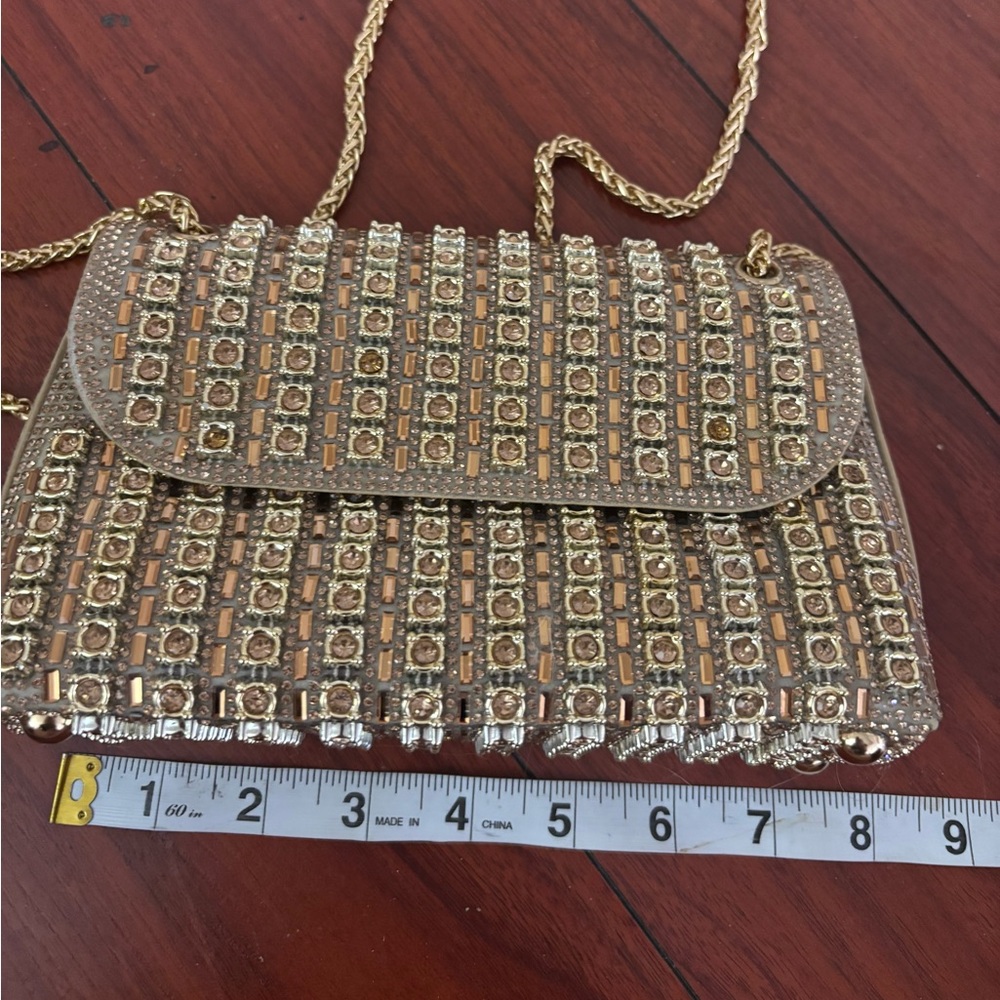 Embellished Gold-Tone Chain Crossbody Bag - Picture 6 of 8